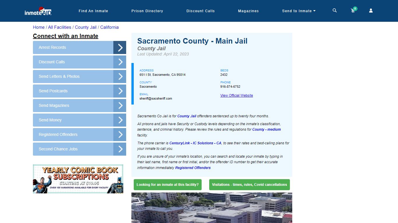 Sacramento County - Main Jail - Inmate Locator - Sacramento, CA